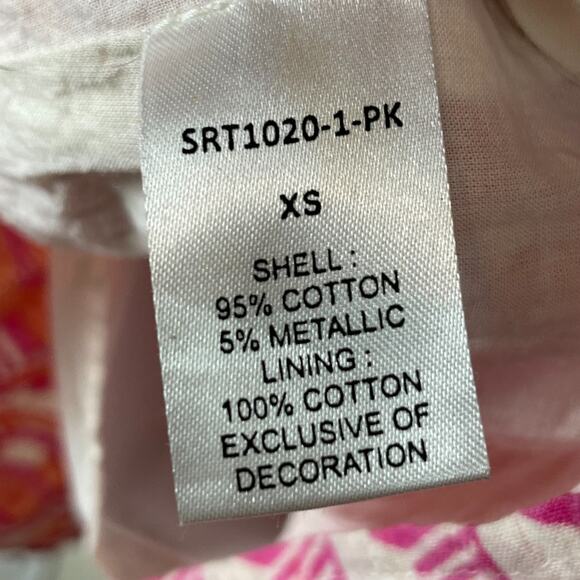 THML XS Pink Peach‎ Tribal Mini Dress Boho Fringe Tiered Cotton Metallic - Picture 7 of 8